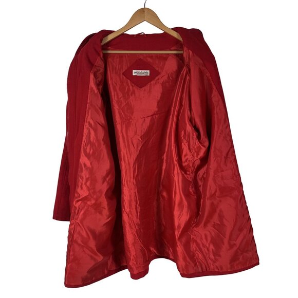 Peter Daniels 70% Wool Cherry Red Hooded Duffle Coat Size Medium - Picture 3 of 8